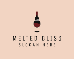 Red Wine Bottle Glass logo design