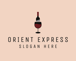 Red Wine Bottle Glass logo design