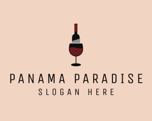 Red Wine Bottle Glass logo design