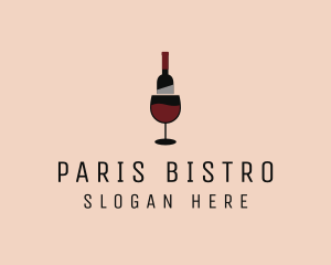 Red Wine Bottle Glass logo design