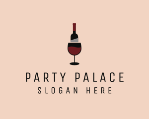 Red Wine Bottle Glass logo design