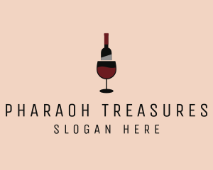 Red Wine Bottle Glass logo design