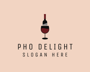 Red Wine Bottle Glass logo design