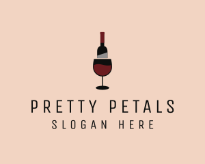 Red Wine Bottle Glass logo design