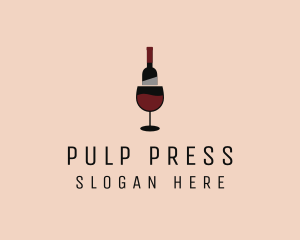 Red Wine Bottle Glass logo design