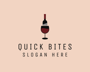 Red Wine Bottle Glass logo design