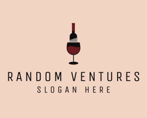 Red Wine Bottle Glass logo design