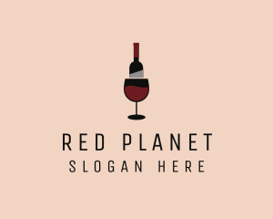 Red Wine Bottle Glass logo design