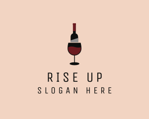 Red Wine Bottle Glass logo design