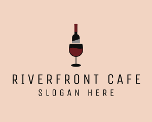 Red Wine Bottle Glass logo design