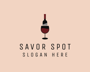 Red Wine Bottle Glass logo design