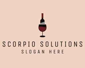 Red Wine Bottle Glass logo design