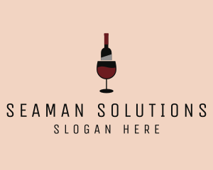 Red Wine Bottle Glass logo design