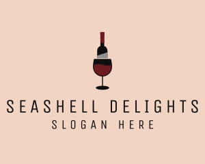 Red Wine Bottle Glass logo design