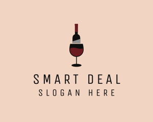 Red Wine Bottle Glass logo design