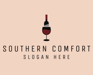 Red Wine Bottle Glass logo design