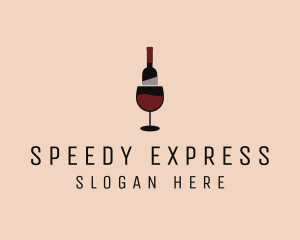 Red Wine Bottle Glass logo design