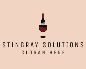 Red Wine Bottle Glass logo design