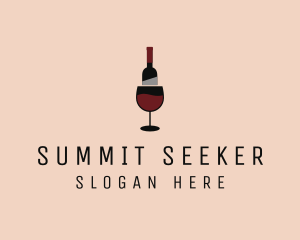 Red Wine Bottle Glass logo design