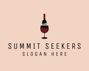 Red Wine Bottle Glass logo design