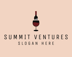 Red Wine Bottle Glass logo design