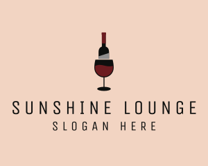 Red Wine Bottle Glass logo design