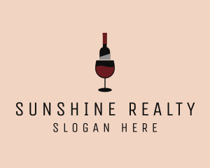 Red Wine Bottle Glass logo design