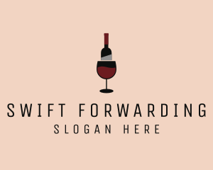 Red Wine Bottle Glass logo design