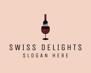 Red Wine Bottle Glass logo design