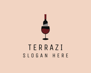 Red Wine Bottle Glass logo design