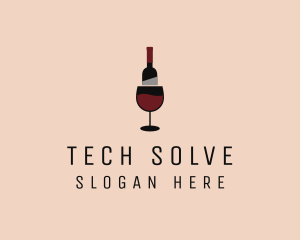 Red Wine Bottle Glass logo design