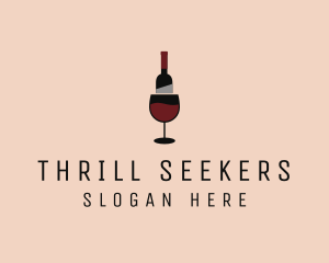 Red Wine Bottle Glass logo design