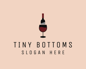 Red Wine Bottle Glass logo design