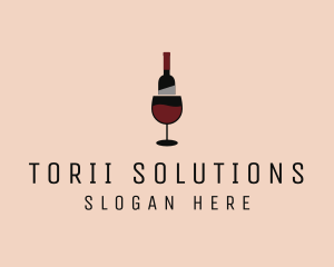 Red Wine Bottle Glass logo design