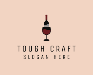 Red Wine Bottle Glass logo design