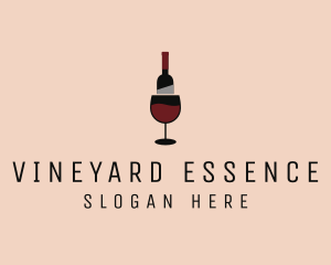 Red Wine Bottle Glass logo design