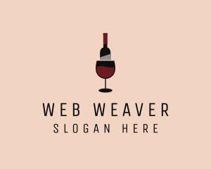 Red Wine Bottle Glass logo design