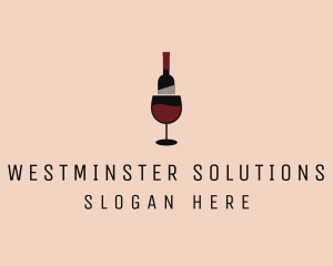 Red Wine Bottle Glass logo design