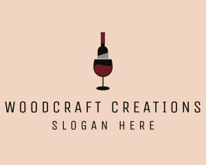 Red Wine Bottle Glass logo design