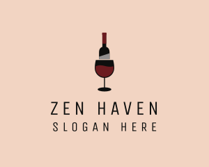 Red Wine Bottle Glass logo design