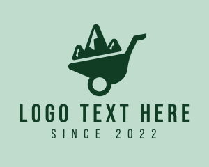 White - Landscape Mountain Wheelbarrow logo design