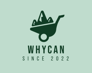White - Landscape Mountain Wheelbarrow logo design
