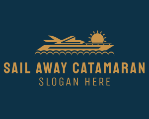 Catamaran - Yacht Sunrise Sailing logo design
