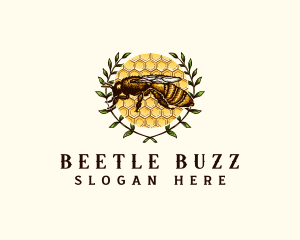 Organic Bee Honey Wreath logo design