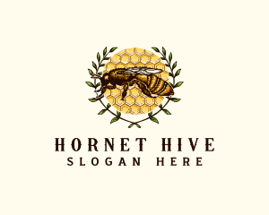 Organic Bee Honey Wreath logo design