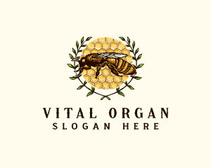 Organic Bee Honey Wreath logo design