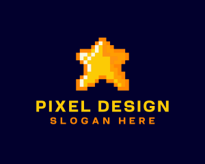 Pixelated Star Game logo design