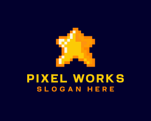 Pixel - Pixelated Star Game logo design