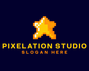 Pixelated Star Game logo design