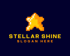 Pixelated Star Game logo design